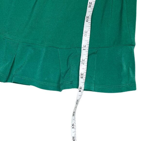 BCBGeneration Green Wrap Tie Ruffled V Neck 3/4 Sleeve Dress Sz Medium Occasion - Picture 6 of 9